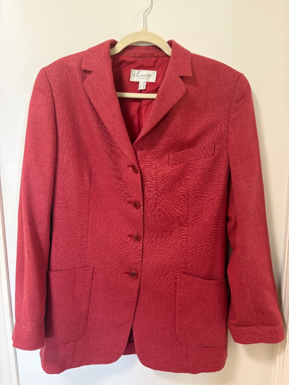 Cantarelli Italian Blazer Red Size 14 ? Linen ?